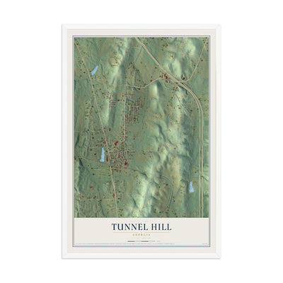 Tunnel Hill, Georgia map print, 12" x 18" W/ White Ayous Wood Frame mockup