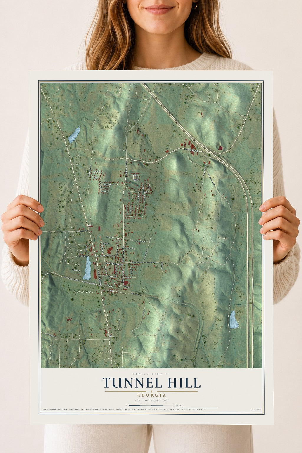 Tunnel Hill, Georgia map print, 18" x 24" Archival Matte Print mockup