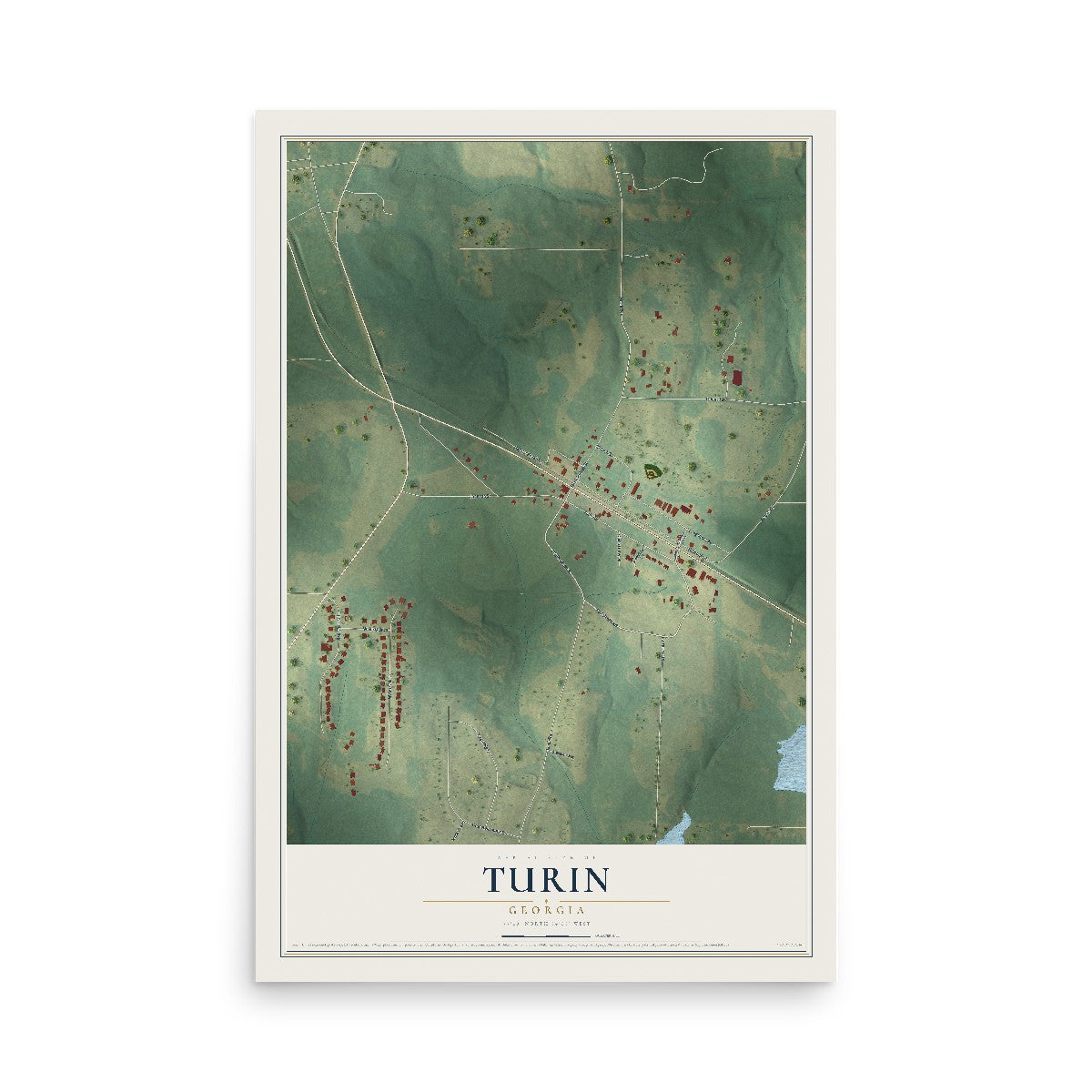 Turin, Georgia map print, 12" x 18" Archival Matte Print mockup