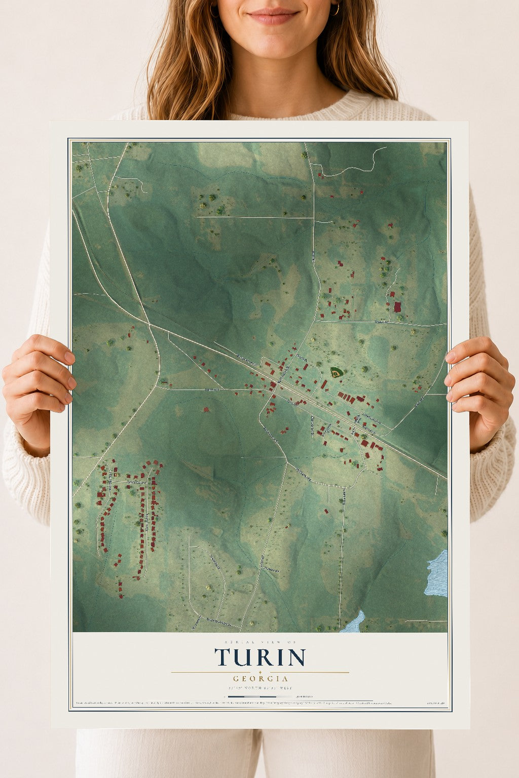 Turin, Georgia map print, 18" x 24" Archival Matte Print mockup