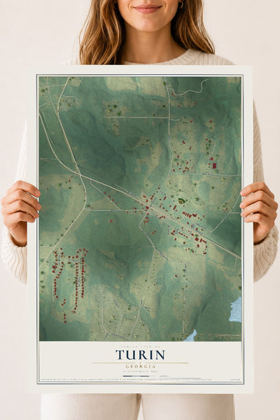 Turin, Georgia map print, 18" x 24" Archival Matte Print mockup