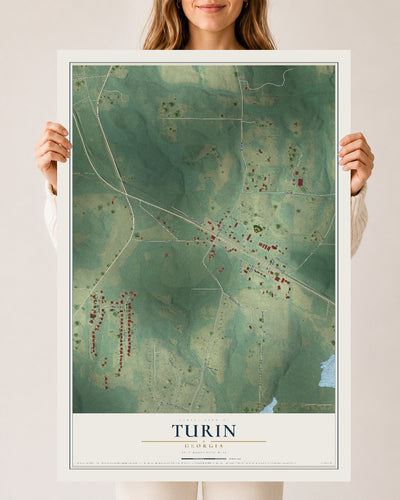 Turin, Georgia map print, 24" x 36" Archival Matte Print mockup