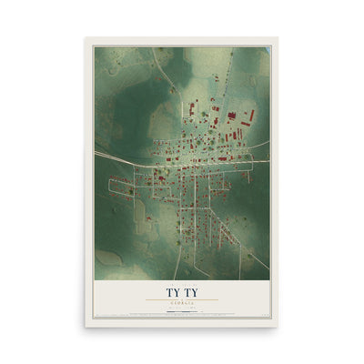 Ty Ty, Georgia map print, 12" x 18" Archival Matte Print mockup