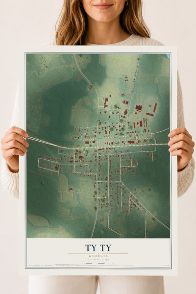 Ty Ty, Georgia map print, 18" x 24" Archival Matte Print mockup