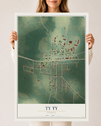 Ty Ty, Georgia map print, 24" x 36" Archival Matte Print mockup