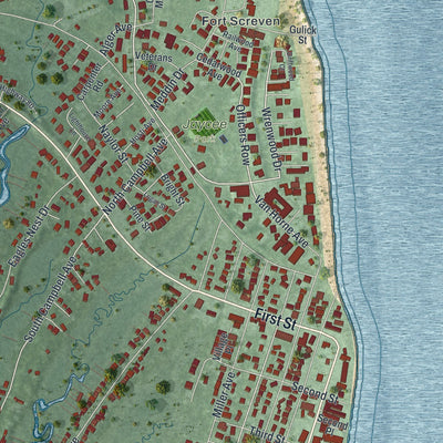 Close-up 2 of the Tybee Island, Georgia map artwork