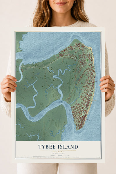 Tybee Island, Georgia map print, 18" x 24" Archival Matte Print mockup