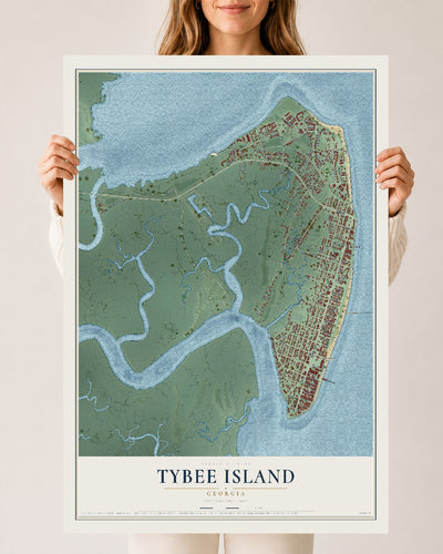 Tybee Island, Georgia map print, 24" x 36" Archival Matte Print mockup