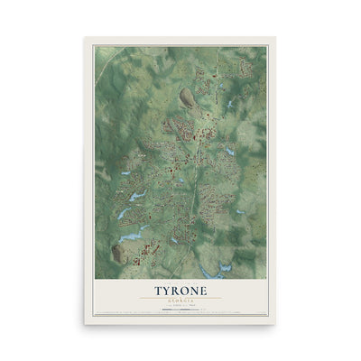 Tyrone, Georgia map print, 12" x 18" Archival Matte Print mockup