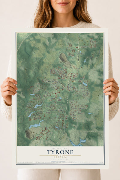 Tyrone, Georgia map print, 18" x 24" Archival Matte Print mockup