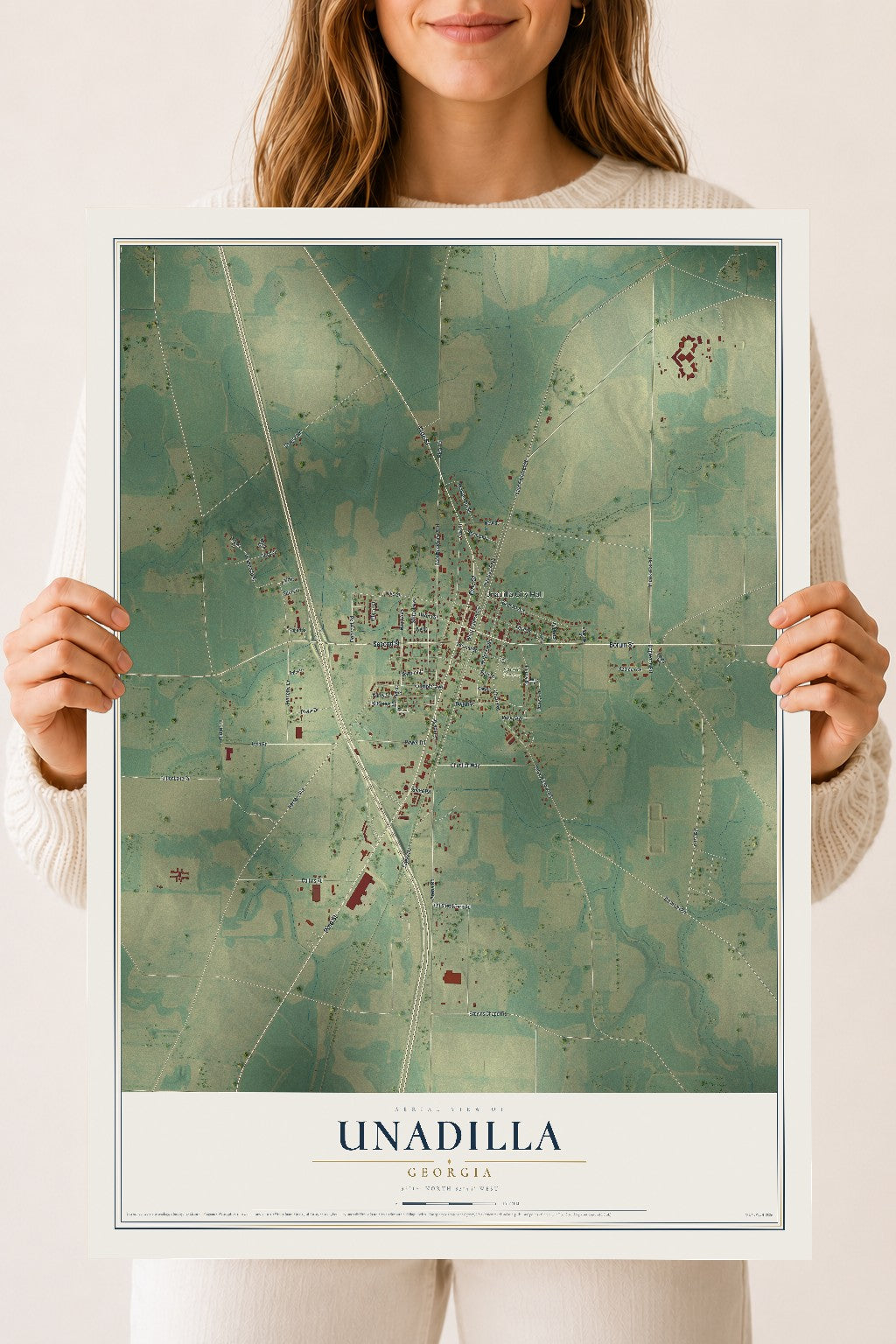 Unadilla, Georgia map print, 18" x 24" Archival Matte Print mockup