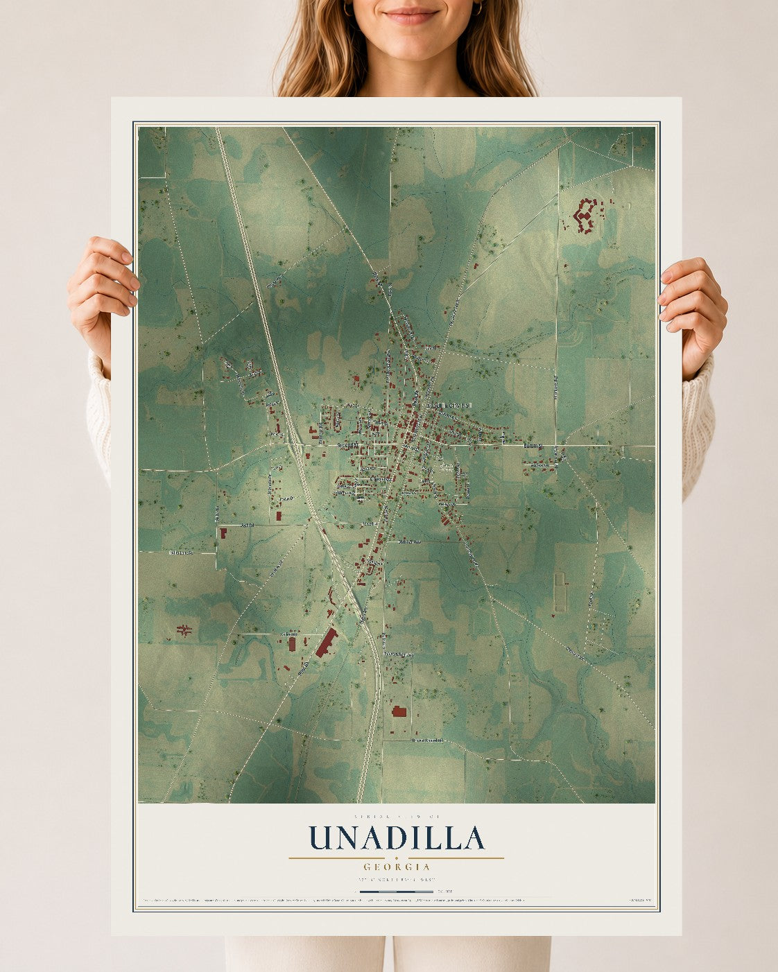 Unadilla, Georgia map print, 24" x 36" Archival Matte Print mockup
