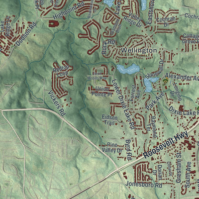 Close-up 1 of the Union City, Georgia map artwork