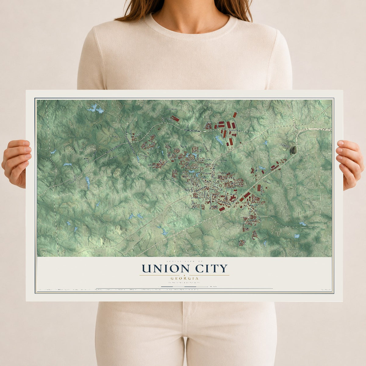 Union City, Georgia map print, 12" x 18" Archival Matte Print mockup