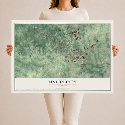 Union City, Georgia map print, 24" x 36" Archival Matte Print mockup