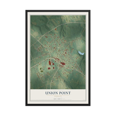 Union Point, Georgia map print, 12" x 18" W/ Black Ayous Wood Frame mockup
