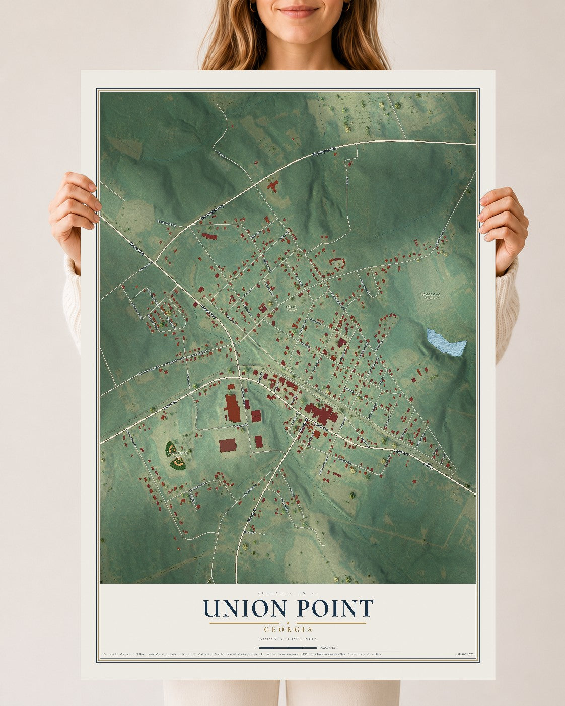Union Point, Georgia map print, 24" x 36" Archival Matte Print mockup