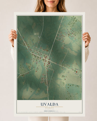 Uvalda, Georgia map print, 24" x 36" Archival Matte Print mockup