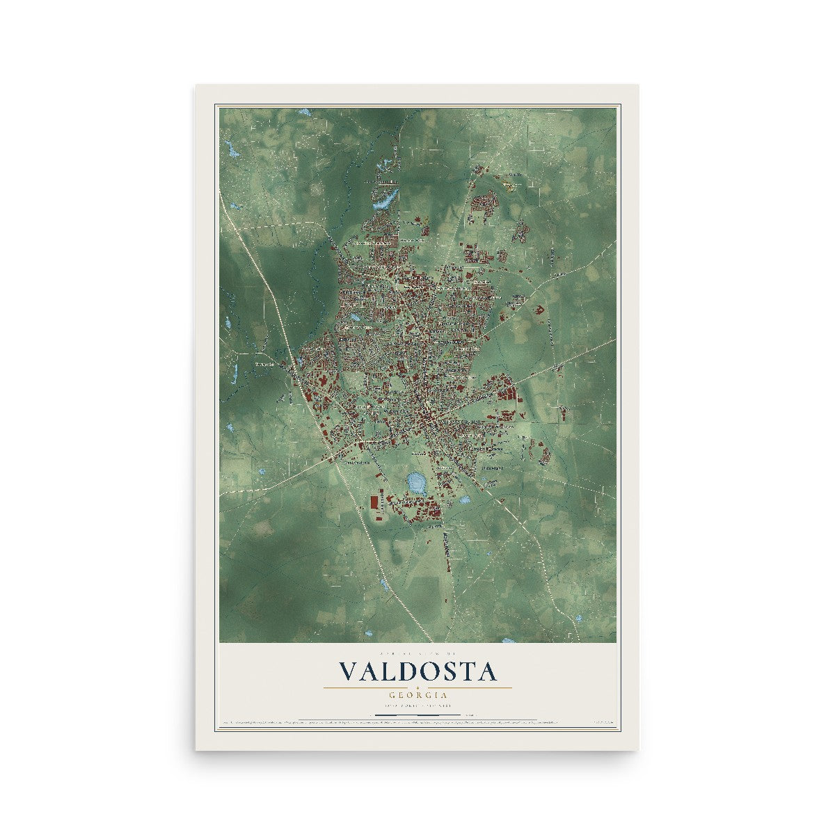 Valdosta, Georgia map print, 12" x 18" Archival Matte Print mockup
