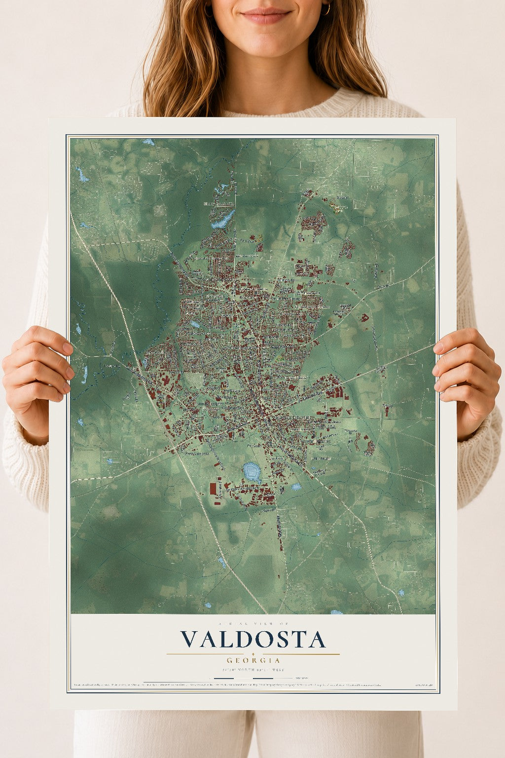 Valdosta, Georgia map print, 18" x 24" Archival Matte Print mockup