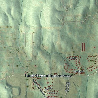 Close-up 2 of the Varnell, Georgia map artwork