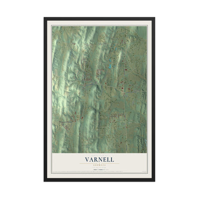 Varnell, Georgia map print, 12" x 18" W/ Black Ayous Wood Frame mockup