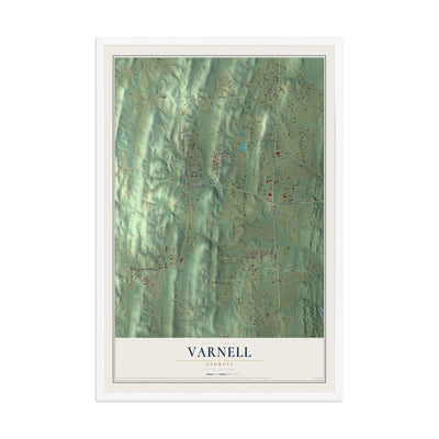 Varnell, Georgia map print, 12" x 18" W/ White Ayous Wood Frame mockup