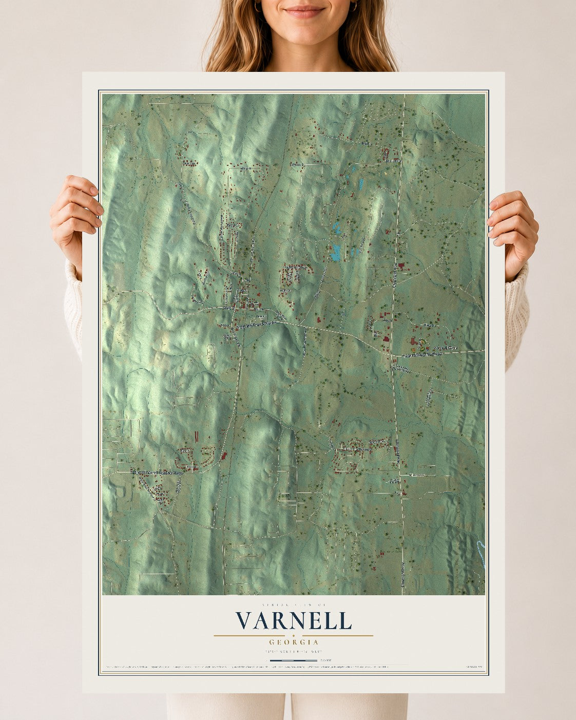 Varnell, Georgia map print, 24" x 36" Archival Matte Print mockup