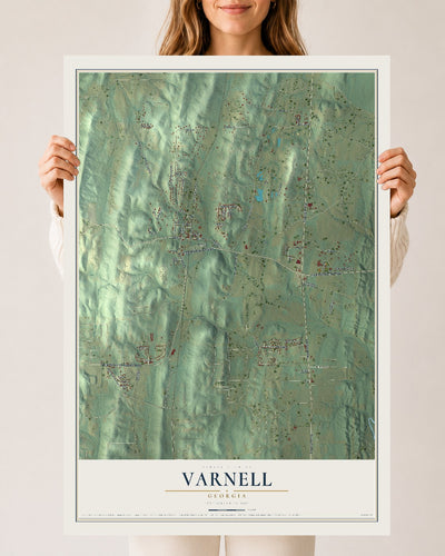 Varnell, Georgia map print, 24" x 36" Archival Matte Print mockup