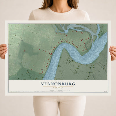 Vernonburg, Georgia map print, 18" x 24" Archival Matte Print mockup