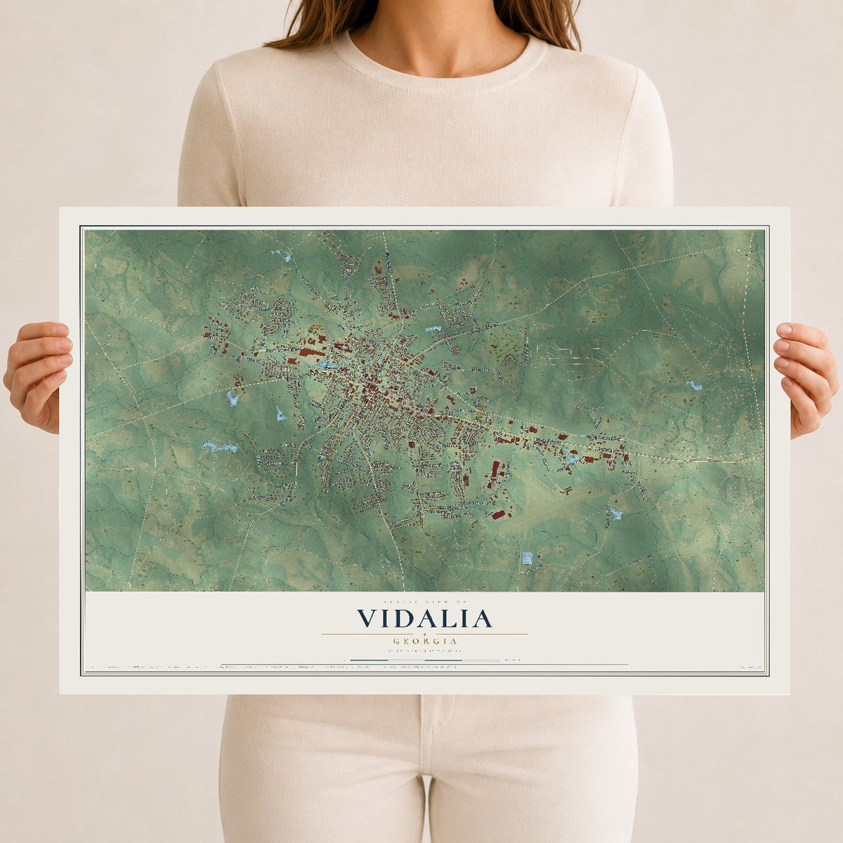 Vidalia, Georgia map print, 12" x 18" Archival Matte Print mockup