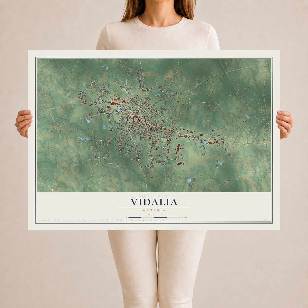 Vidalia, Georgia map print, 24" x 36" Archival Matte Print mockup
