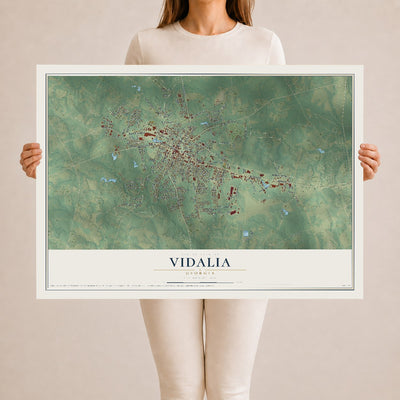 Vidalia, Georgia map print, 24" x 36" Archival Matte Print mockup