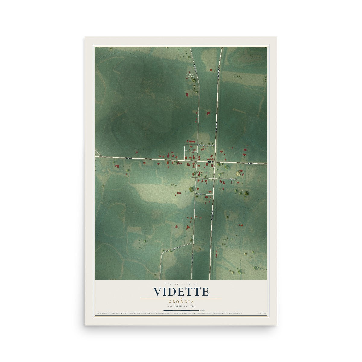 Vidette, Georgia map print, 12" x 18" Archival Matte Print mockup