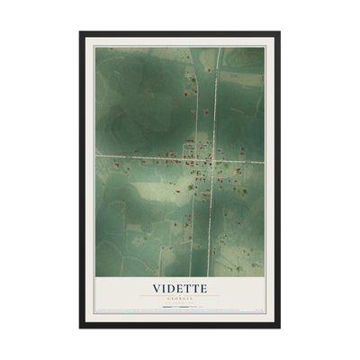 Vidette, Georgia map print, 12" x 18" W/ Black Ayous Wood Frame mockup
