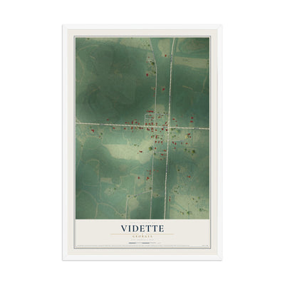 Vidette, Georgia map print, 12" x 18" W/ White Ayous Wood Frame mockup