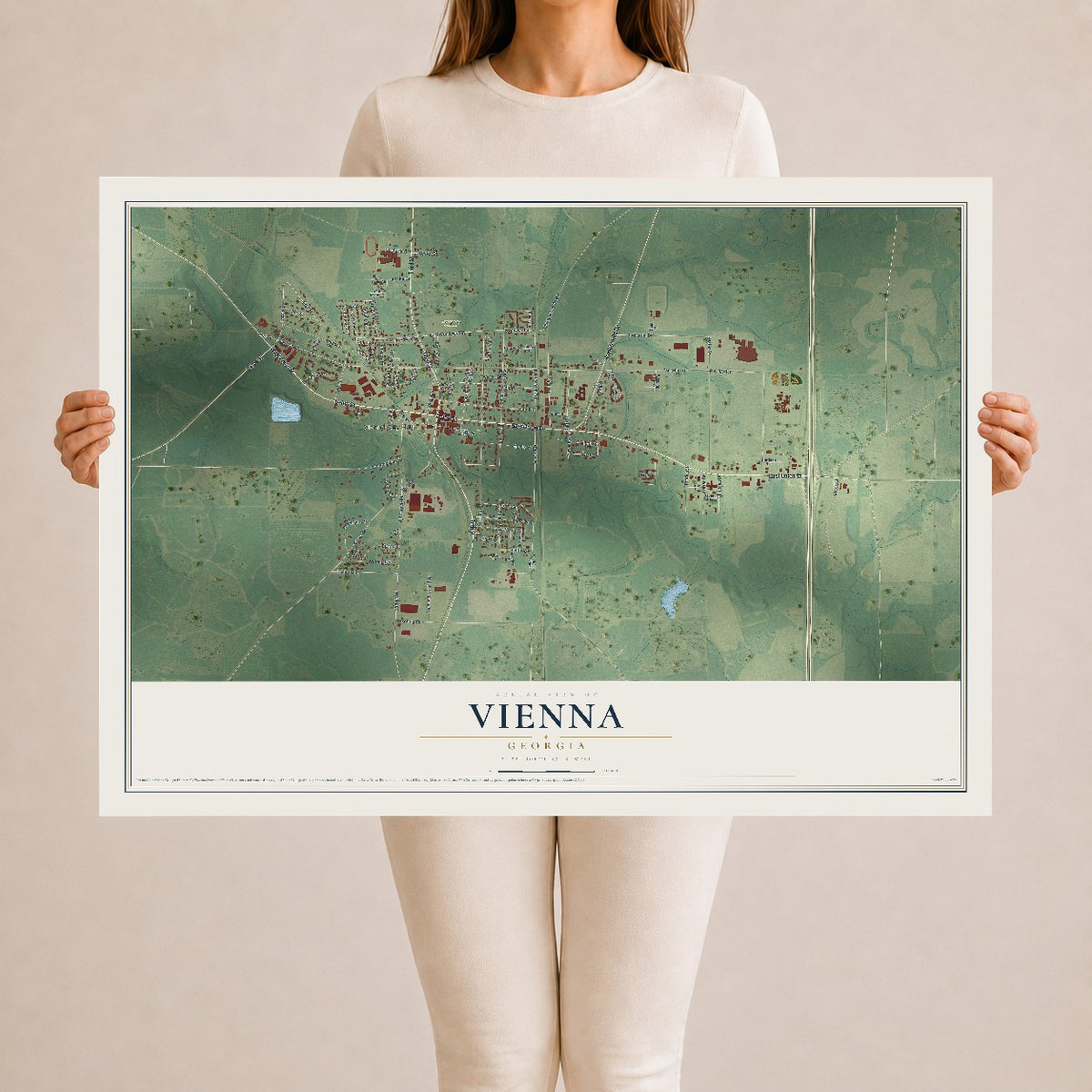 Vienna, Georgia map print, 24" x 36" Archival Matte Print mockup