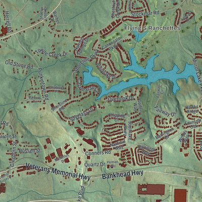 Close-up 2 of the Villa Rica, Georgia map artwork