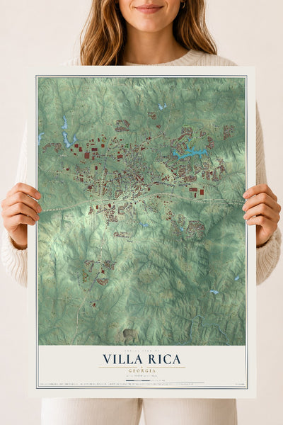 Villa Rica, Georgia map print, 18" x 24" Archival Matte Print mockup