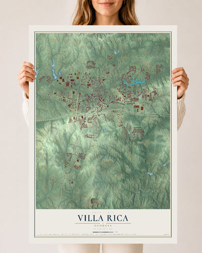 Villa Rica, Georgia map print, 24" x 36" Archival Matte Print mockup