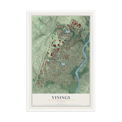 Vinings, Georgia map print, 12" x 18" W/ White Ayous Wood Frame mockup