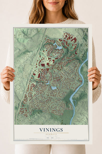 Vinings, Georgia map print, 18" x 24" Archival Matte Print mockup