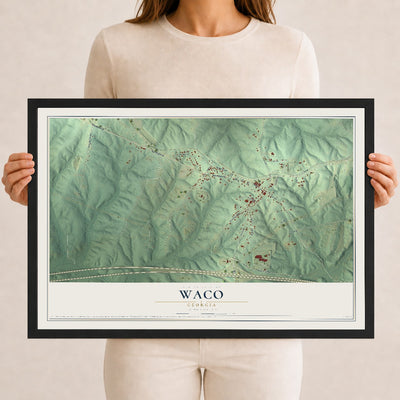 Waco, Georgia map print, 12" x 18" W/ Black Ayous Wood Frame mockup