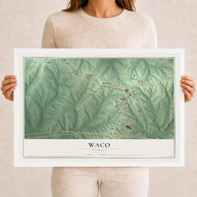 Waco, Georgia map print, 12" x 18" W/ White Ayous Wood Frame mockup