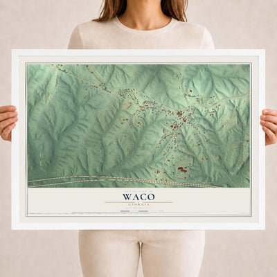 Waco, Georgia map print, 18" x 24" W/ White Ayous Wood Frame mockup