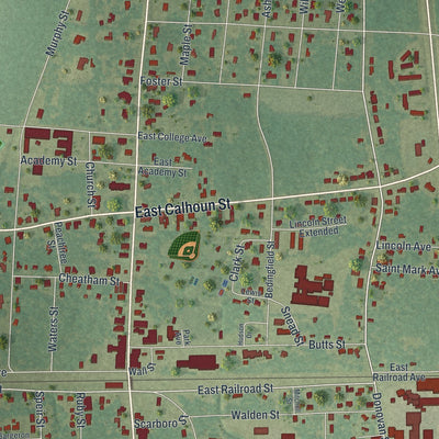 Close-up 1 of the Wadley, Georgia map artwork