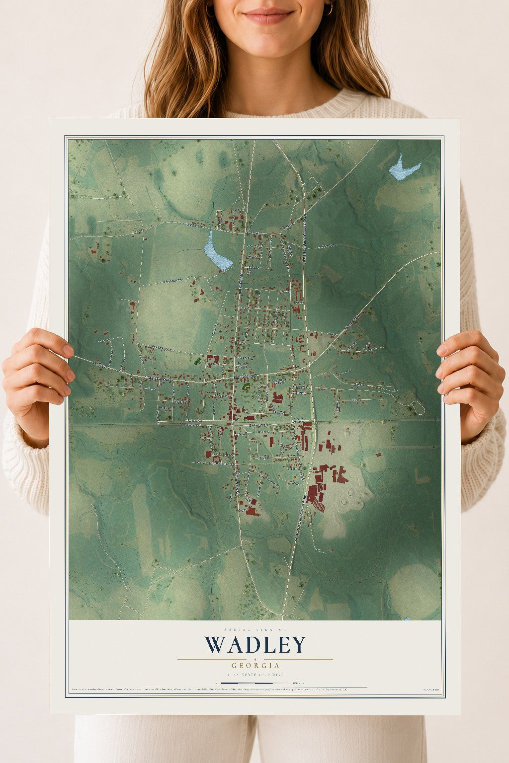 Wadley, Georgia map print, 18" x 24" Archival Matte Print mockup