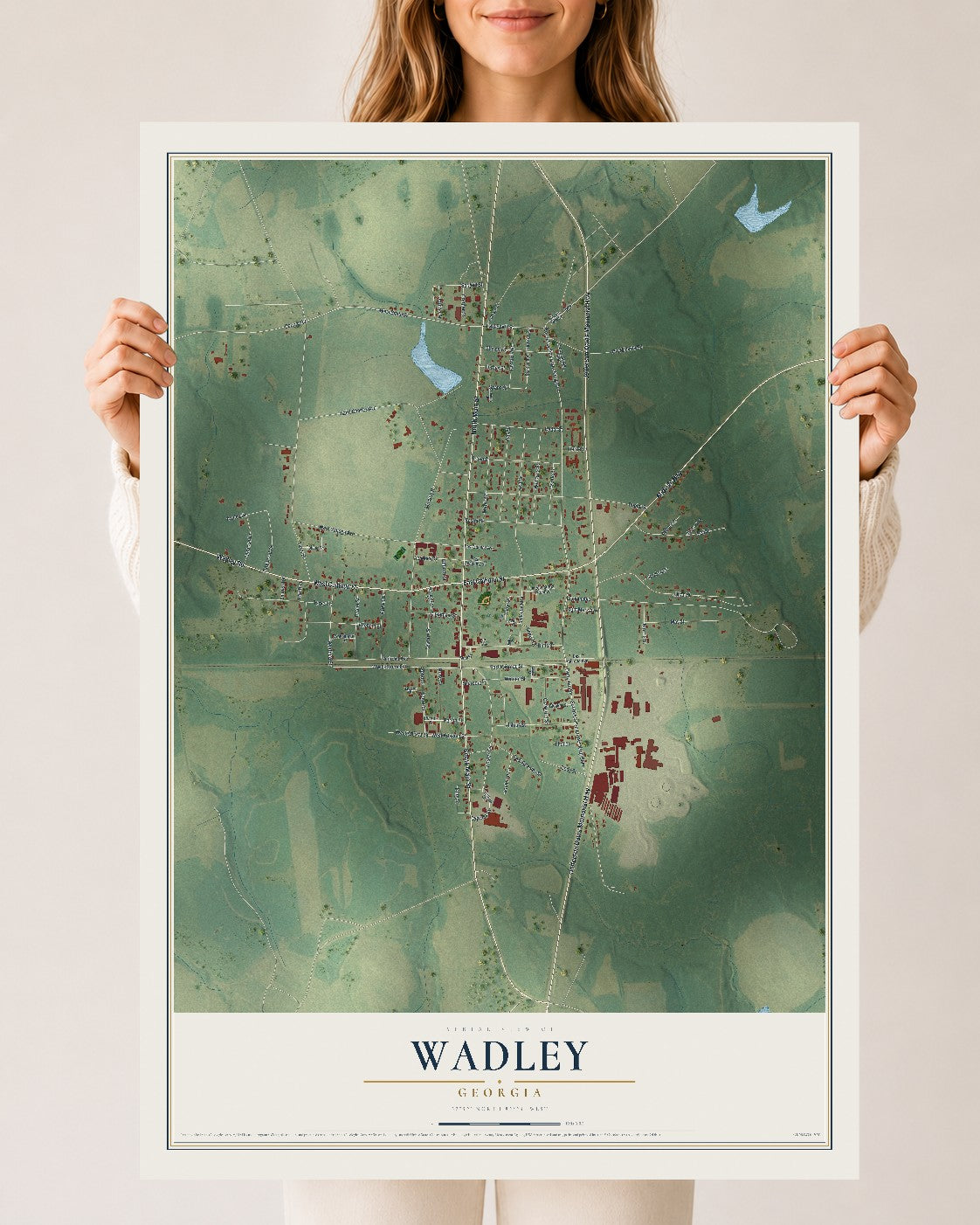 Wadley, Georgia map print, 24" x 36" Archival Matte Print mockup