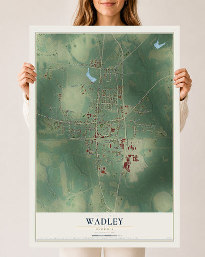 Wadley, Georgia map print, 24" x 36" Archival Matte Print mockup