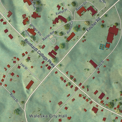 Close-up 1 of the Waleska, Georgia map artwork